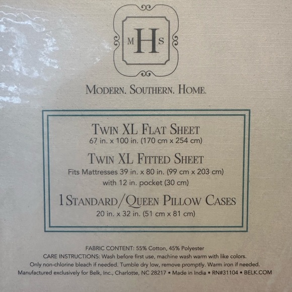 Modern.Southern.Home 300 thread count Twin XL sheet set Cargo grey NWT - Picture 3 of 5